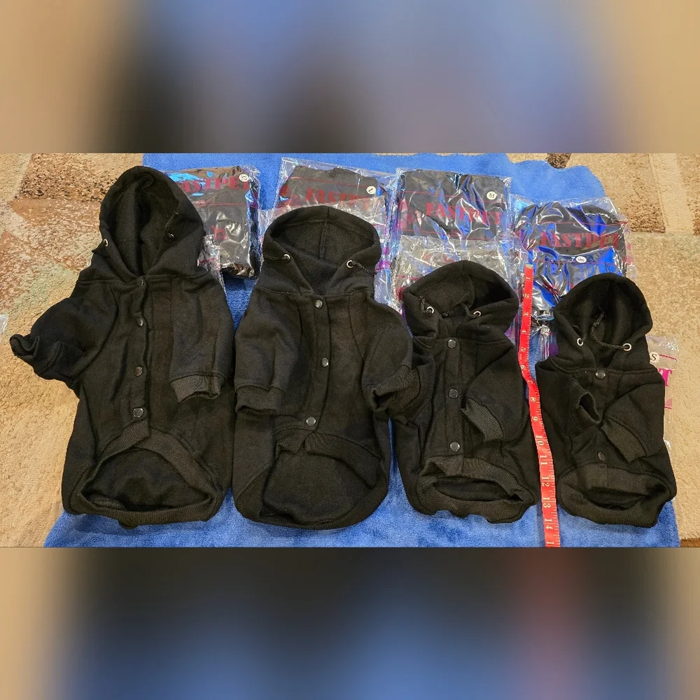 Cozy Black Button Up Dog Hoodie, S, M or L, Price Is For 1